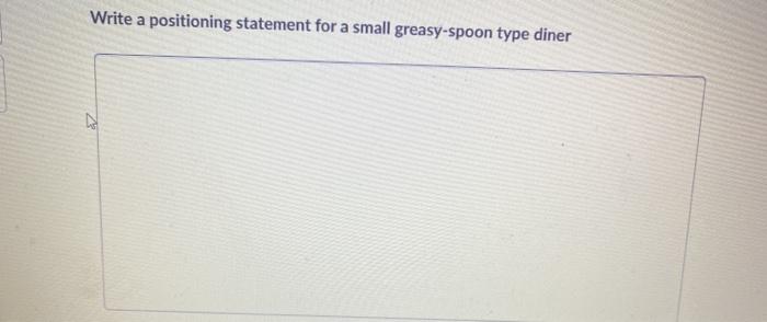 Write a positioning statement for a small