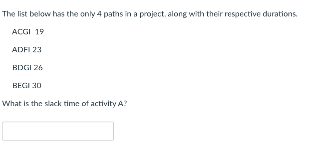 The list below has the only 4 paths in a project,