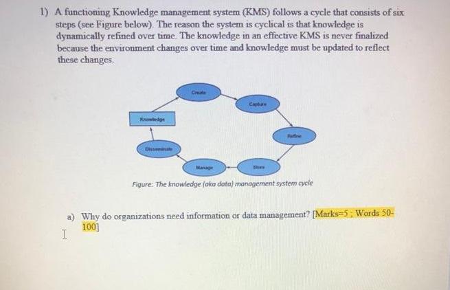 1) A functioning Knowledge management system