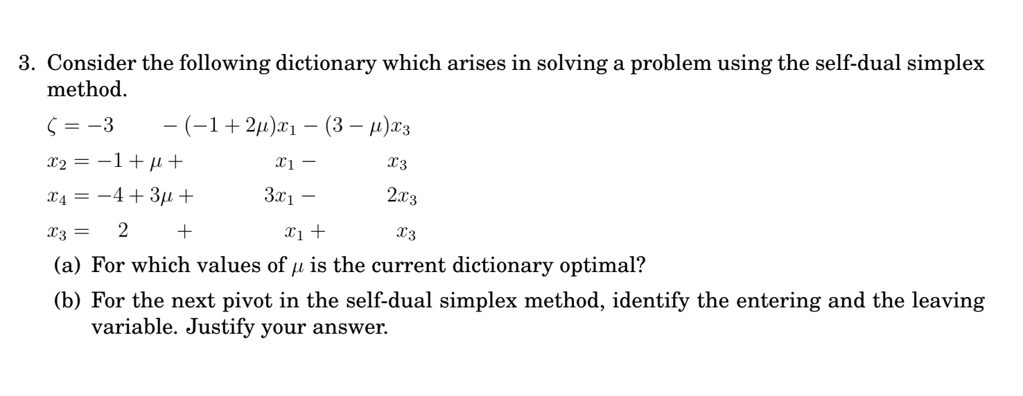 3. Consider the following dictionary which arises