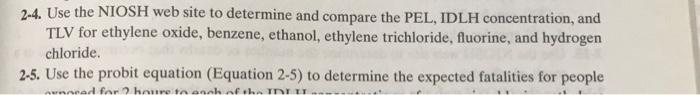 2-4. Use the NIOSH web site to determine and