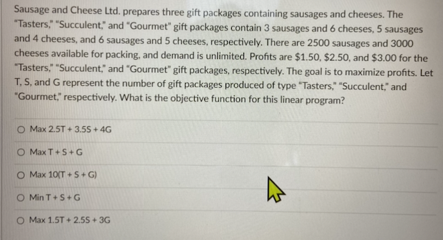 Sausage and Cheese Ltd. prepares three gift