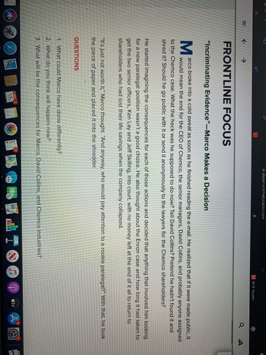 QUESTIONS 1. What could Marco have done