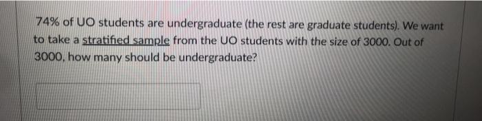 74% of UO students are undergraduate (the rest