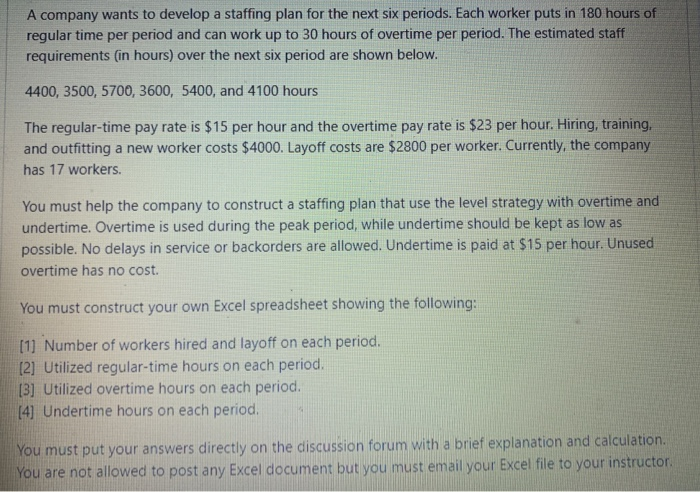 A company wants to develop a staffing plan for