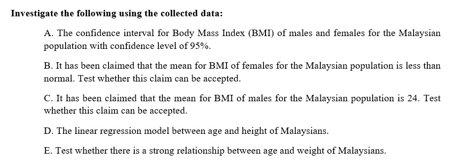 Use Microsoft Excel for the data below