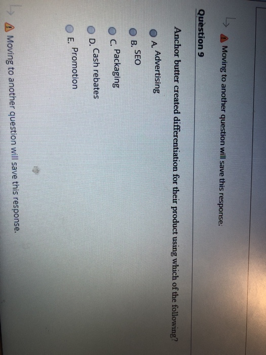 Moving to another question will save this