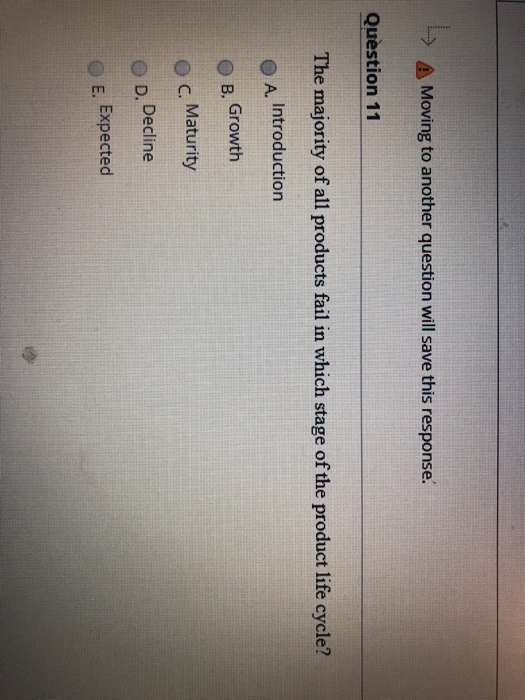 Moving to another question will save this