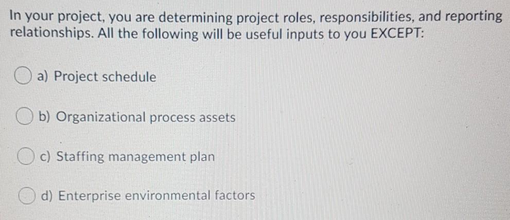 In your project, you are determining project