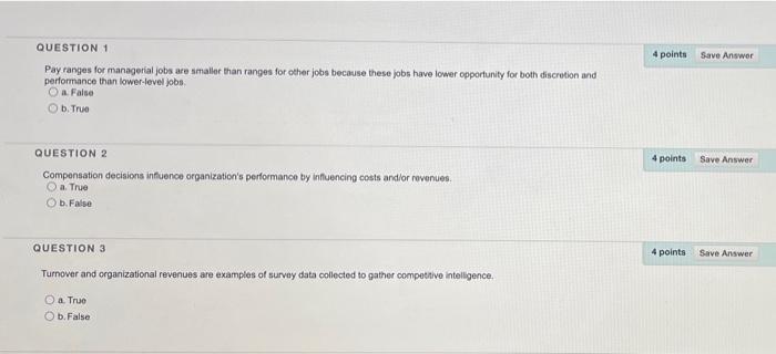4 points Save Answer QUESTION 1 Pay ranges for