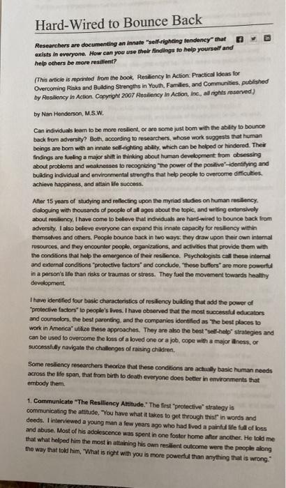 read the article and summarize it. Hard-Wired to