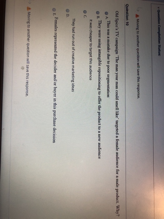 Question Completion Status 4 Moving to another