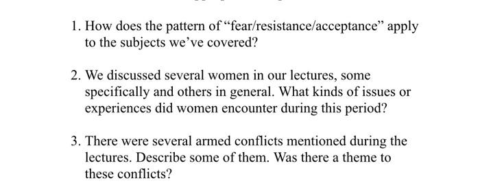 please pick one question and write three