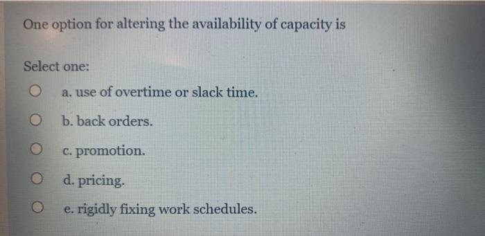 One option for altering the availability of