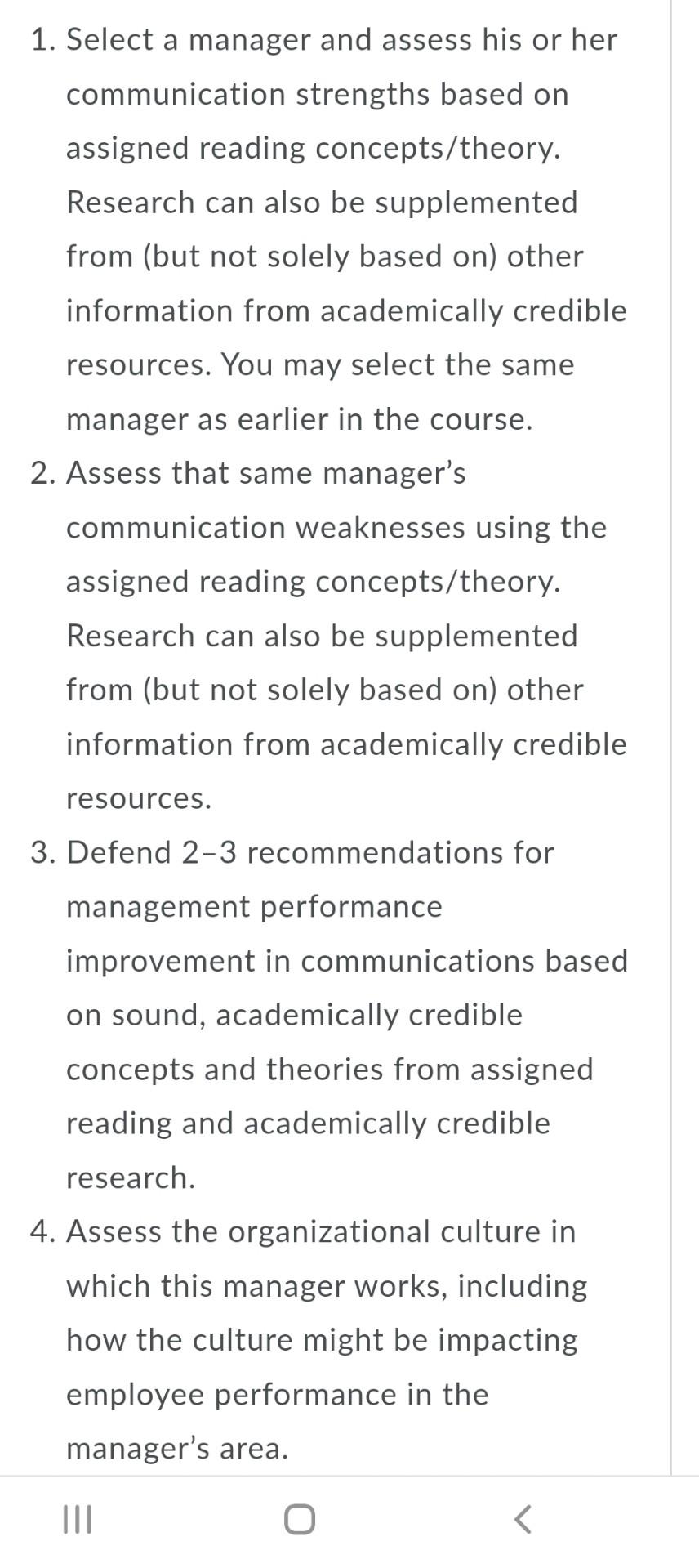 1. Select a manager and assess his or her