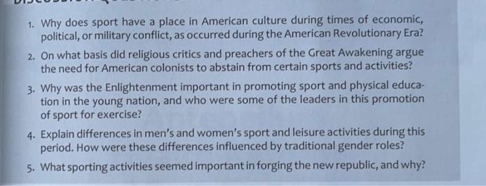 1. Why does sport have a place in American
