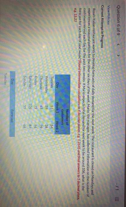 Question 6 of 9 -/1 E View Policies Current