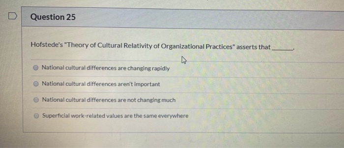 Question 25 Hofstede's 