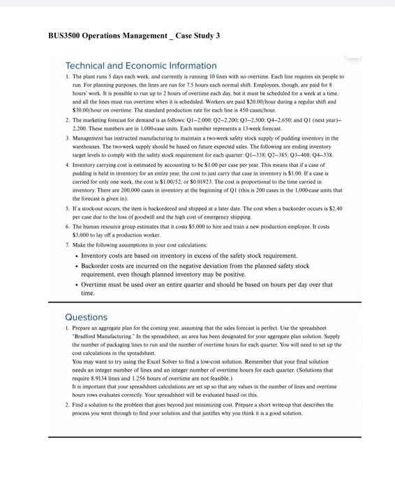 BUS3500 Operations Management_Case Study 3