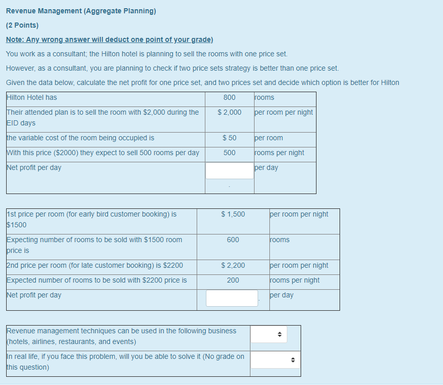 Revenue Management (Aggregate Planning) (2