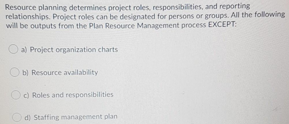 Resource planning determines project roles,