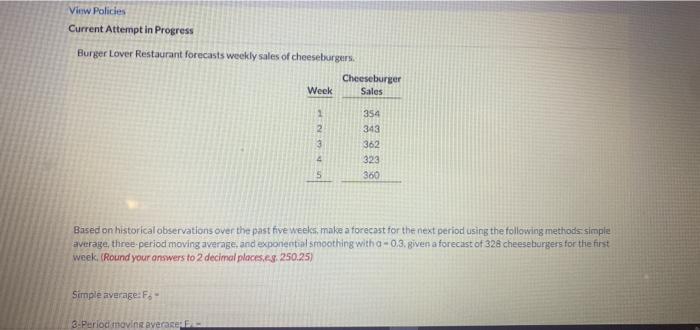View Policies Current Attempt in Progress Burger