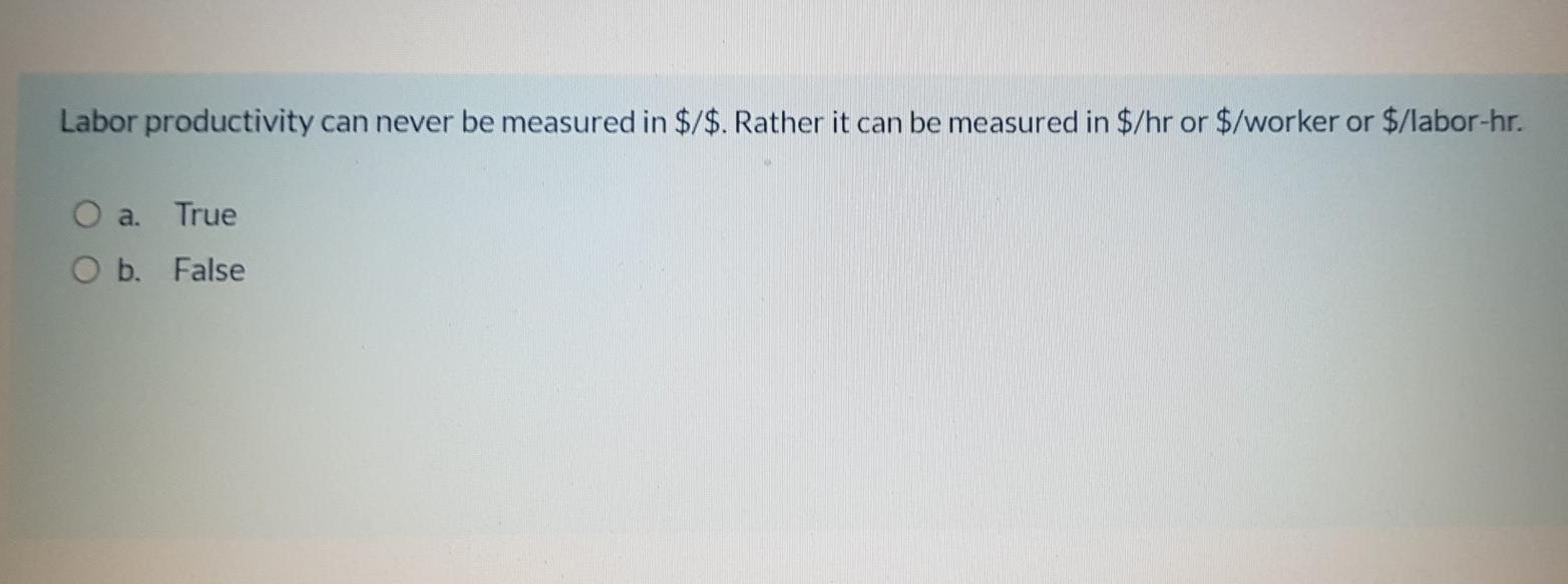 Labor productivity can never be measured in $/$.