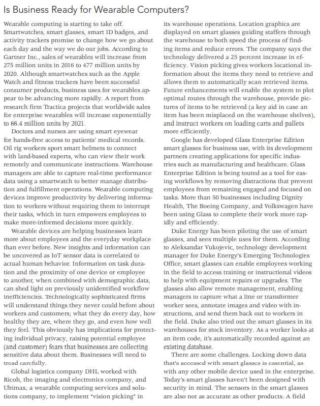 Is Business Ready for Wearable Computers?