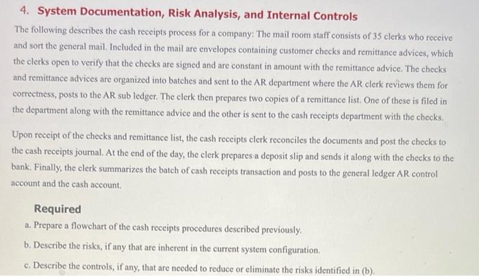 4. System Documentation, Risk Analysis, and