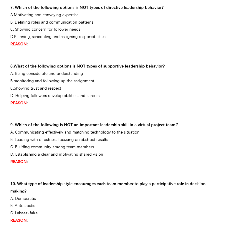 Circle the right answer and explain why you