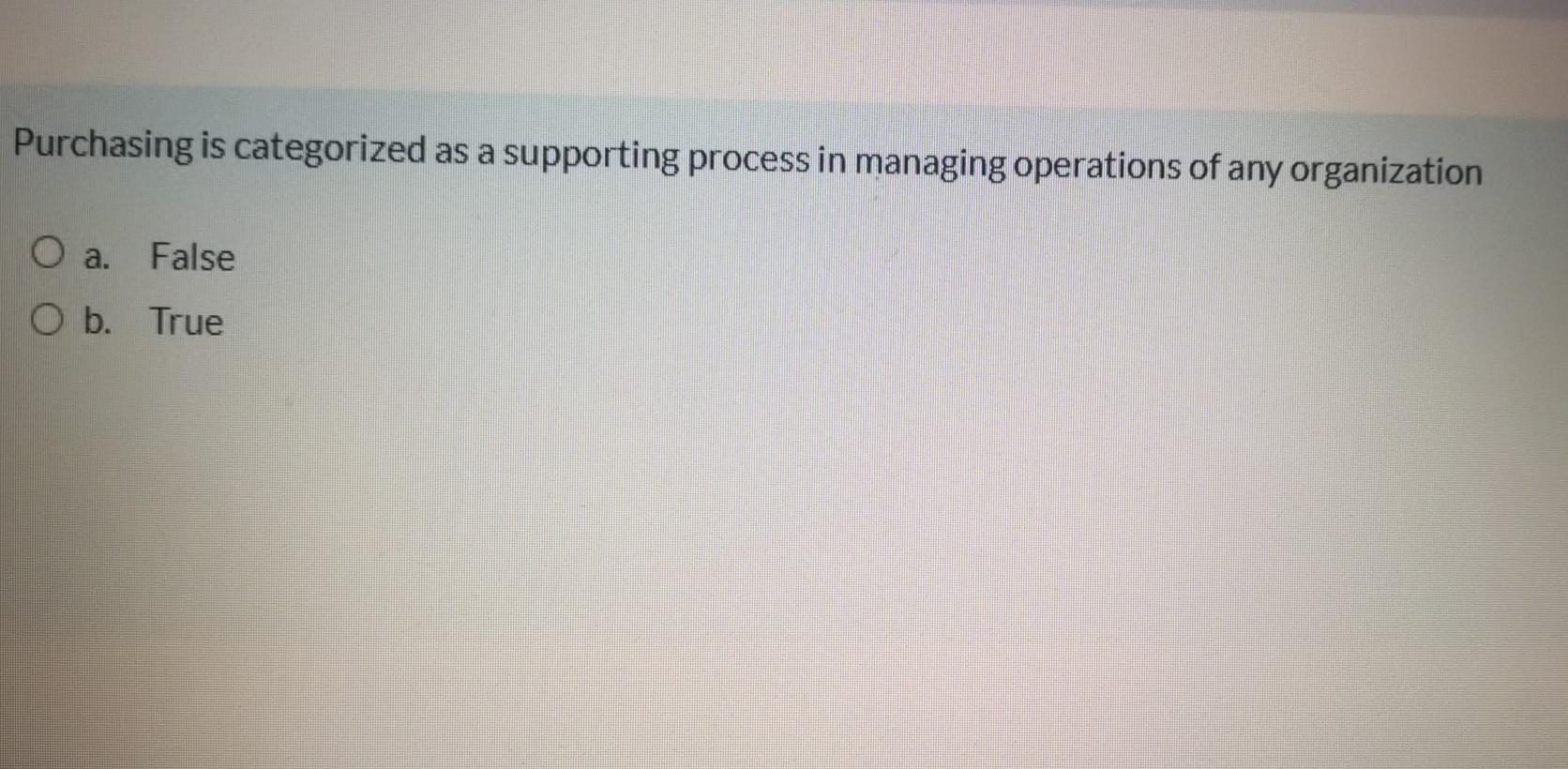 Purchasing is categorized as a supporting process