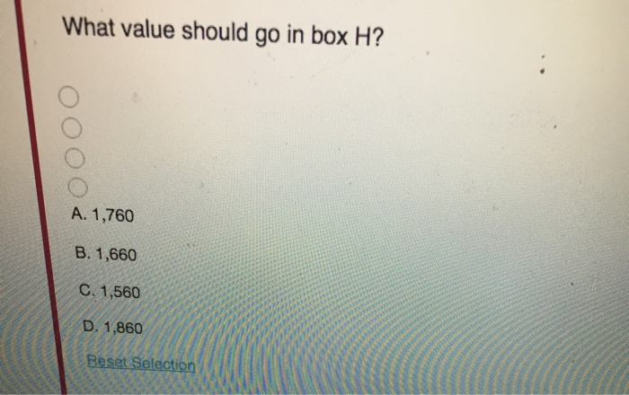 What value should go in box H? OOOO A. 1,760 B.