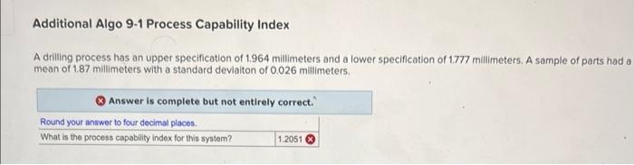 Additional Algo 9-1 Process Capability Index A