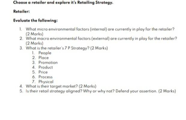 please give answer Choose a retailer and explore