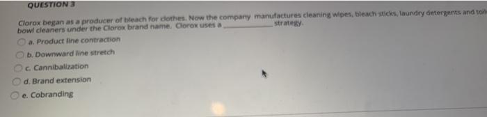 QUESTIONS Clorox began as a producer of beach for