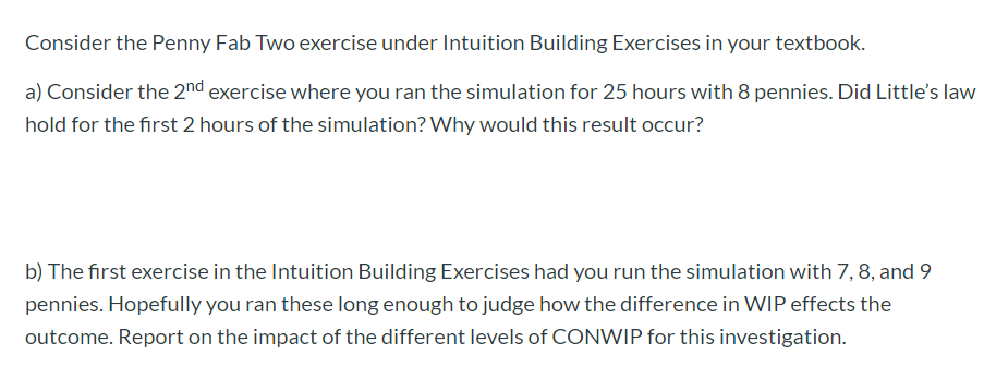 Consider the Penny Fab Two exercise under