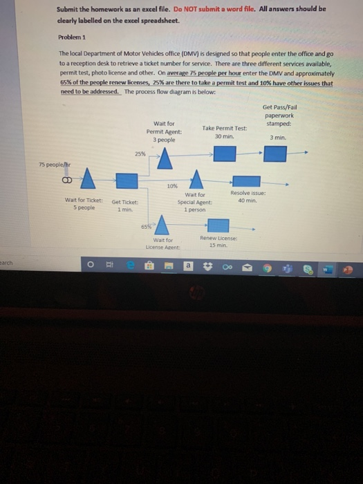 Submit the homework as an excel file. Do NOT