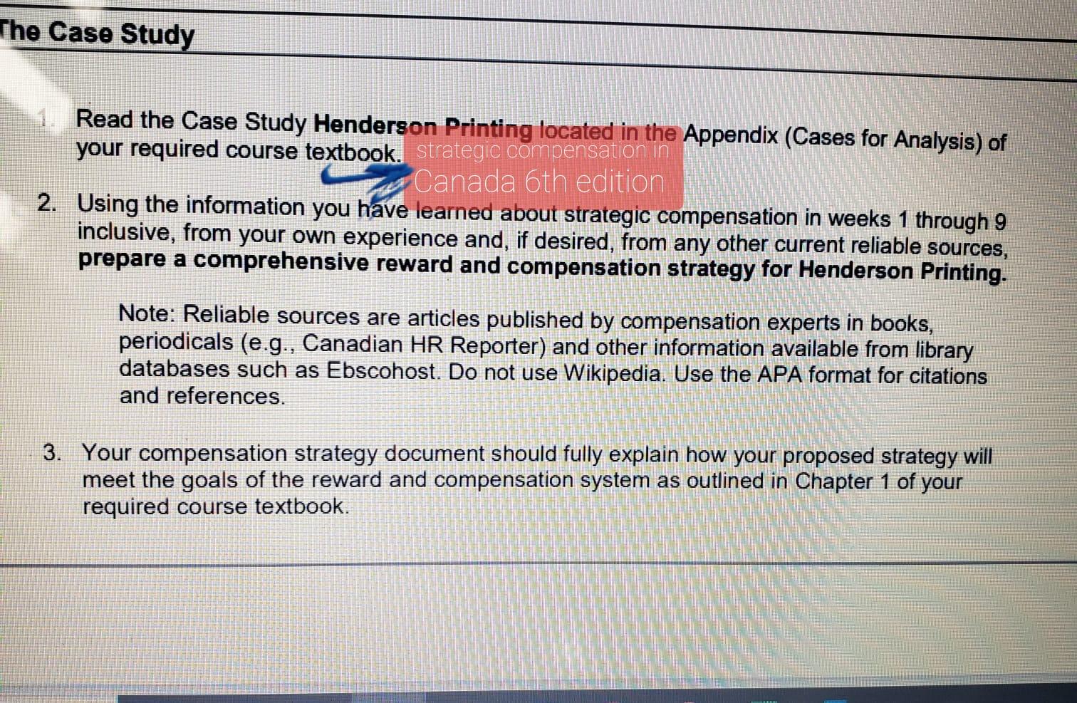 Assignment 2: Henderson Printing Case Study (35%)