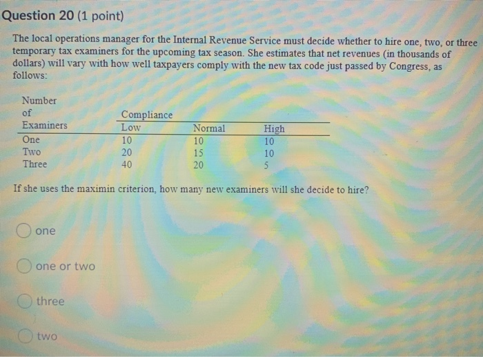 Question 20 (1 point) The local operations