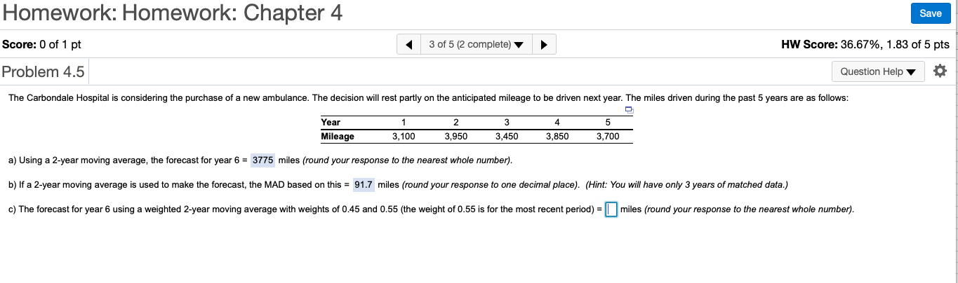 I need the miles please Homework: Homework: