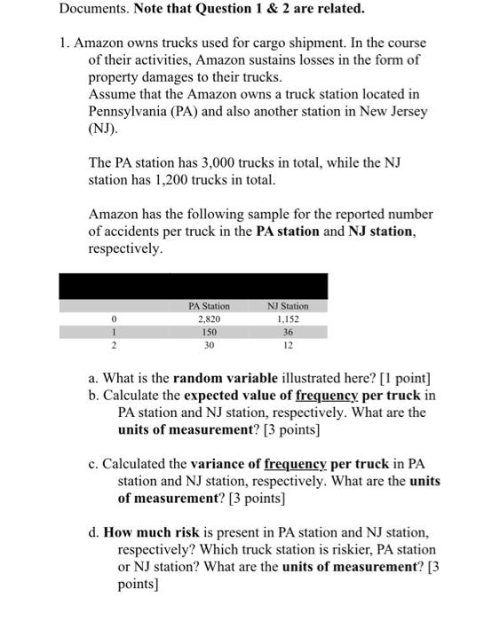 Documents. Note that Question 1 & 2 are related.
