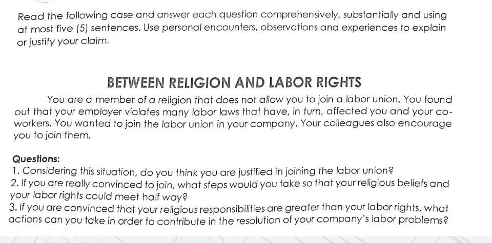 Read the following case and answer each question