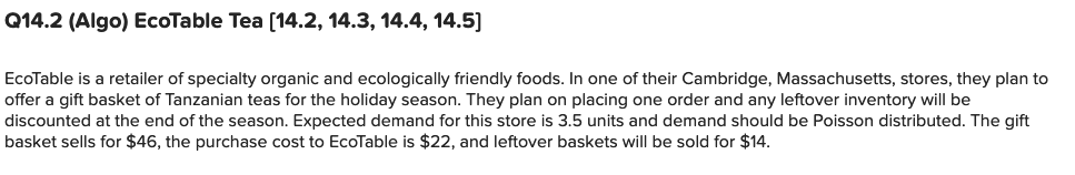 Q14.2 (Algo) EcoTable Tea (14.2, 14.3, 14.4,