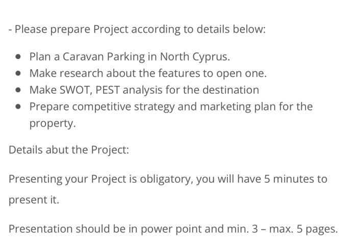 - Please prepare Project according to details