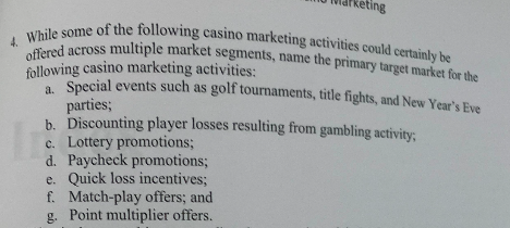 eting 4. While some of the following casino