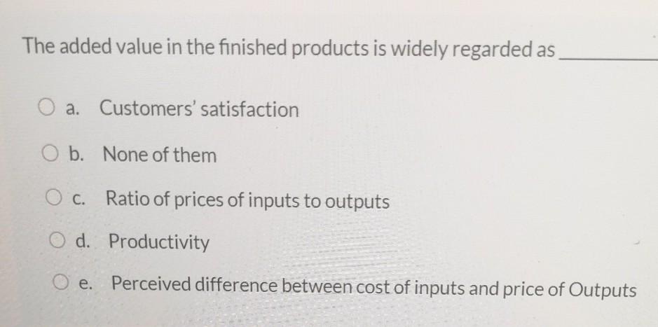 The added value in the finished products is