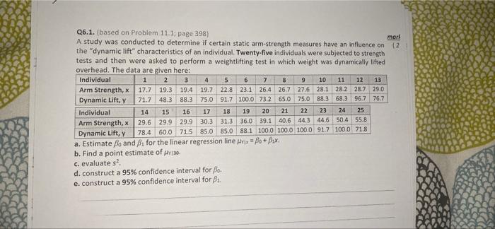 Q6.1. (based on Problem 11.1: page 398) A study