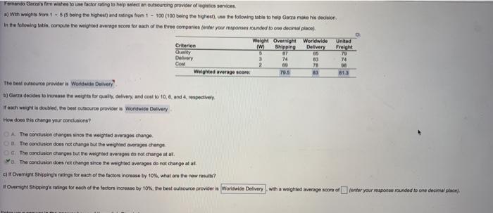 c) Fernando Garza's firm wishes to use factor