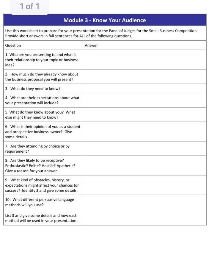 Module 3 - Content Worksheet Use this worksheet