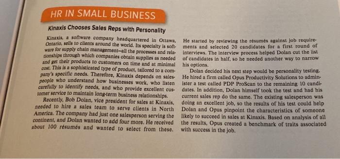 read the article and answer questions 1-3. HR IN